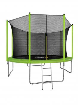 Батут ARLAND 12FT с внутренней страховочной сеткой и лестницей (Light green)
