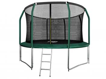 Батут ARLAND премиум 12FT с внутренней страховочной сеткой и лестницей (Dark green)
